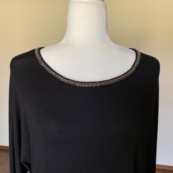 Apt. 9 Black Dolman Sleeve Beaded Neck Comfortable Soft Top Dressy Caree… - Picture 4 of 11